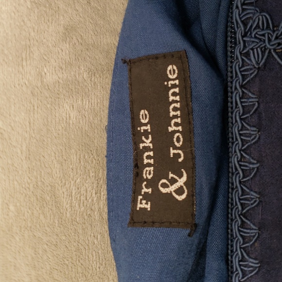 Blue suede faux and crocheted crossbody bag,with attached change purse,… - Picture 11 of 12